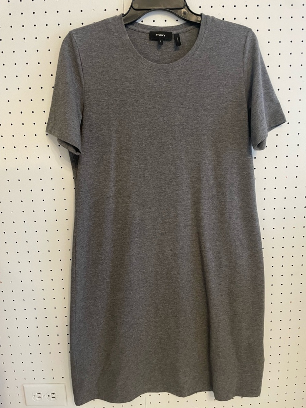 Theory Gray Crewneck Short Sleeve Dress